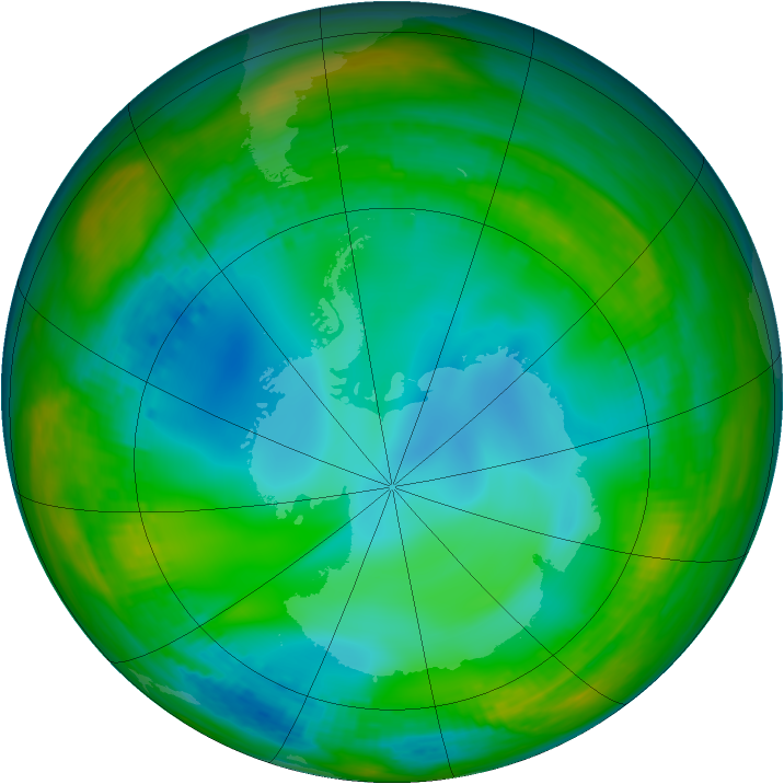 Antarctic ozone map for 11 July 1991